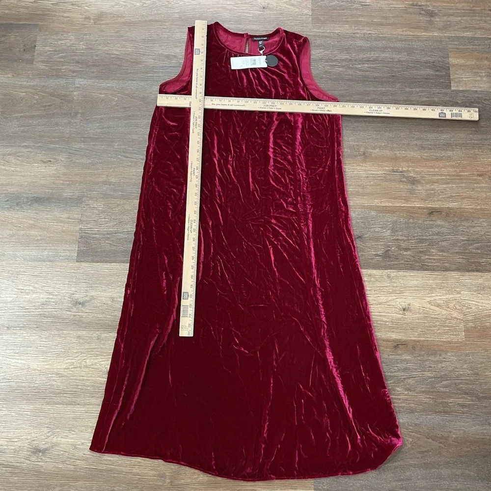 NWT Eileen Fisher Red Velvet Dress Women Sz M Formal Fancy Holiday